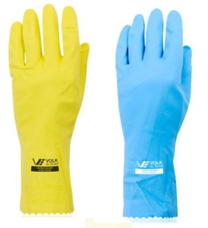 LUVA LÁTEX SILVER AMARELA E AZUL VOLK